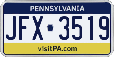 PA license plate JFX3519