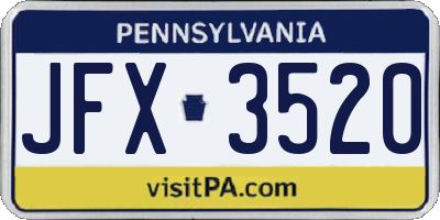 PA license plate JFX3520