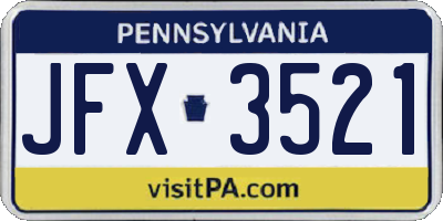 PA license plate JFX3521