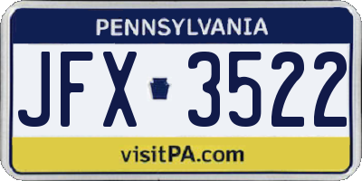 PA license plate JFX3522