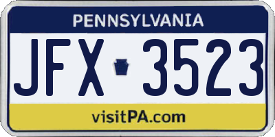 PA license plate JFX3523