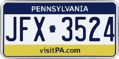 PA license plate JFX3524