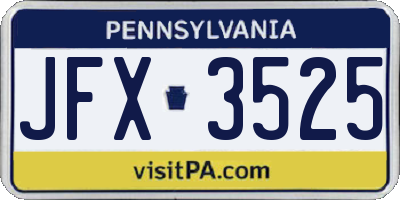 PA license plate JFX3525