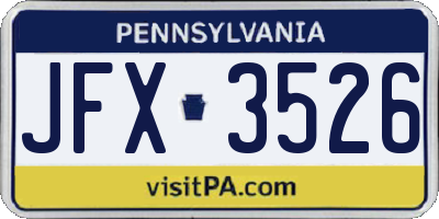 PA license plate JFX3526