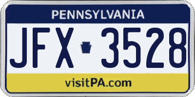 PA license plate JFX3528