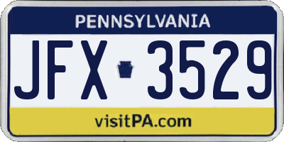 PA license plate JFX3529