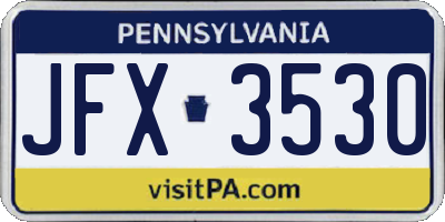 PA license plate JFX3530