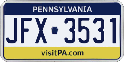 PA license plate JFX3531