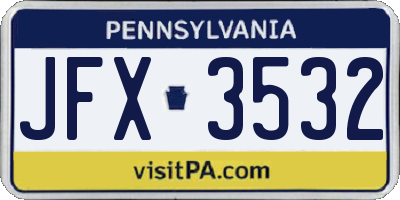 PA license plate JFX3532