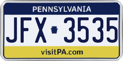 PA license plate JFX3535