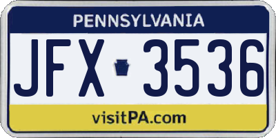 PA license plate JFX3536