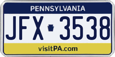 PA license plate JFX3538