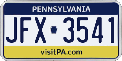 PA license plate JFX3541