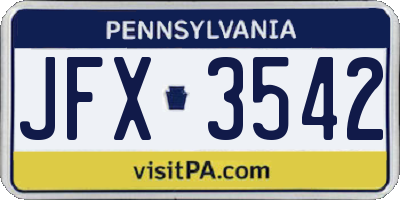 PA license plate JFX3542