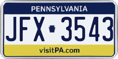 PA license plate JFX3543
