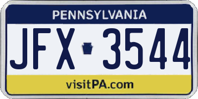 PA license plate JFX3544