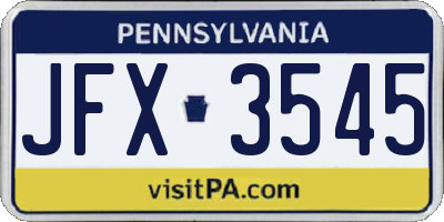 PA license plate JFX3545