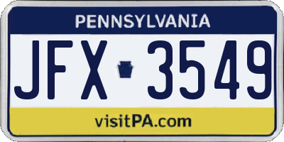 PA license plate JFX3549