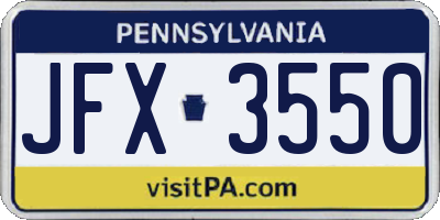 PA license plate JFX3550
