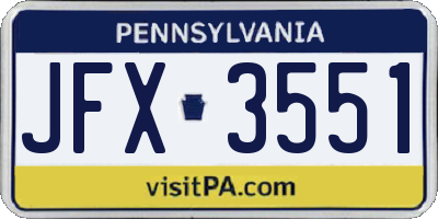 PA license plate JFX3551