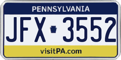 PA license plate JFX3552