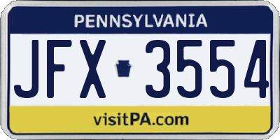 PA license plate JFX3554