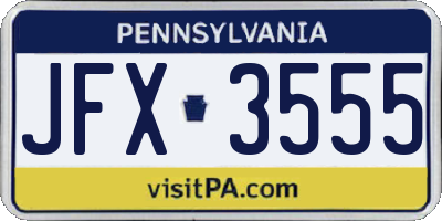 PA license plate JFX3555