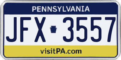 PA license plate JFX3557