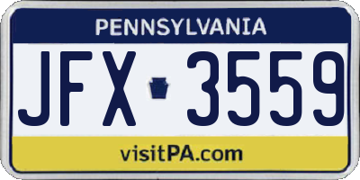 PA license plate JFX3559