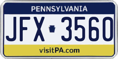 PA license plate JFX3560