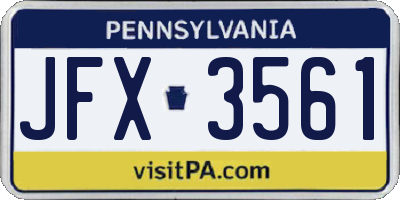 PA license plate JFX3561
