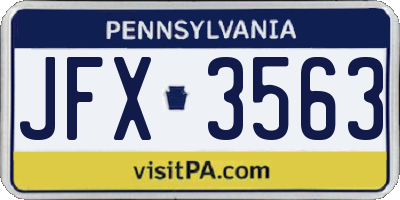 PA license plate JFX3563