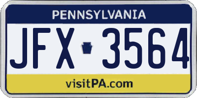 PA license plate JFX3564