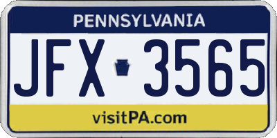 PA license plate JFX3565
