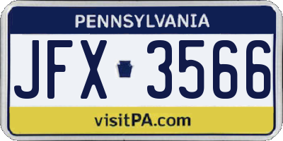 PA license plate JFX3566