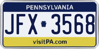 PA license plate JFX3568