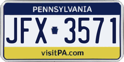 PA license plate JFX3571