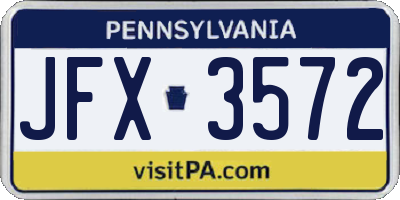 PA license plate JFX3572