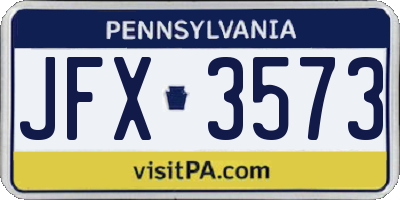 PA license plate JFX3573