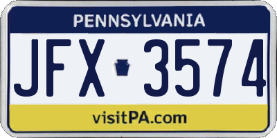PA license plate JFX3574