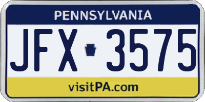 PA license plate JFX3575
