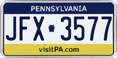 PA license plate JFX3577