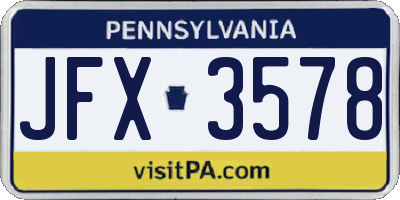 PA license plate JFX3578