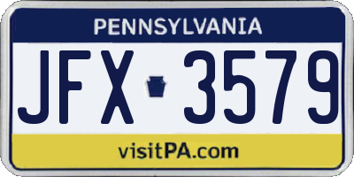 PA license plate JFX3579