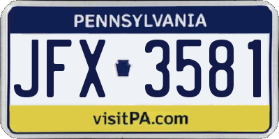 PA license plate JFX3581