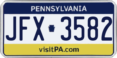 PA license plate JFX3582