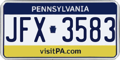 PA license plate JFX3583