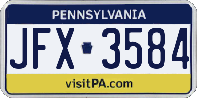 PA license plate JFX3584