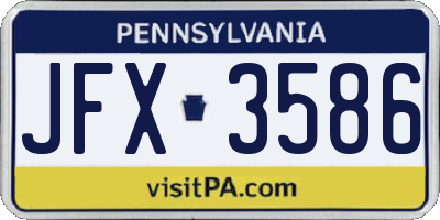 PA license plate JFX3586