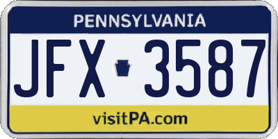 PA license plate JFX3587